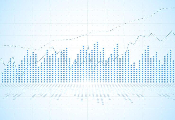 Vector 주식 시장 투자 거래의 비즈니스 불 스틱 그래프 차트