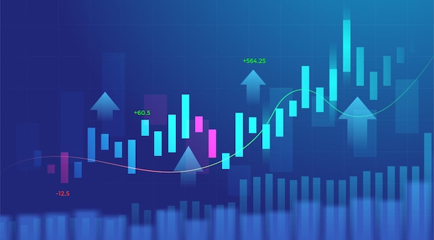 Vettore grafico del grafico del bastoncino di candela aziendale del trading di investimenti nel mercato azionario