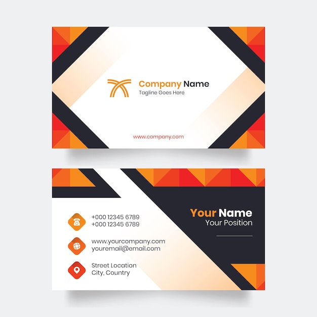 Business card abstract design with orange black and white color perfect to use for your card