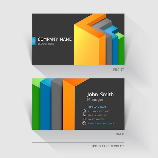 Vector business card abstract with geometric shapes