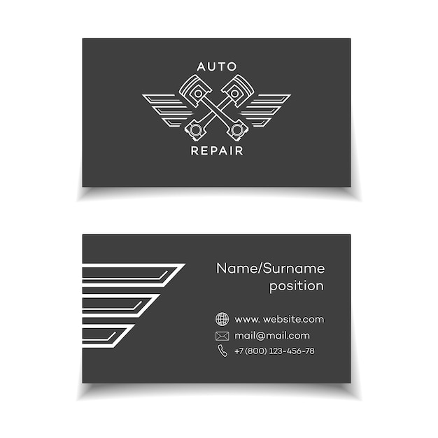 Vector business card for auto service on black background vector illustration