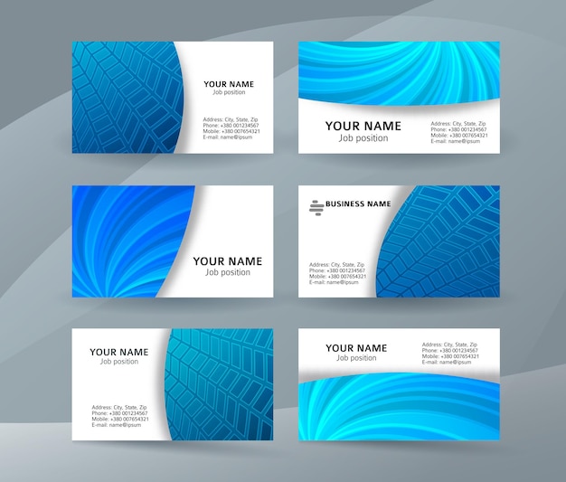 Vector business card background blue set of horizontal templates13