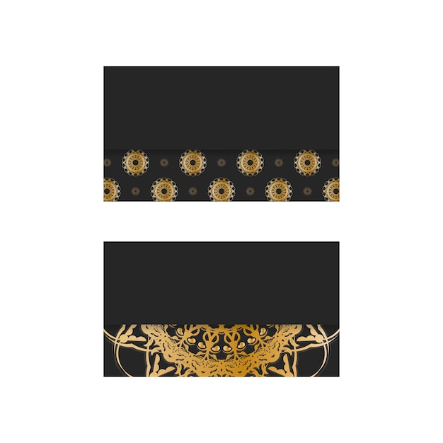 Business card in black with abstract gold pattern for your personality.