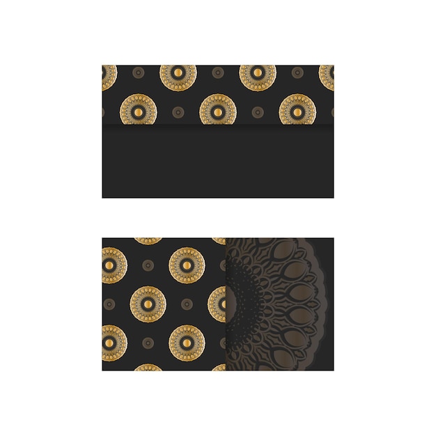 Business card in black with a luxurious gold pattern for your contacts.