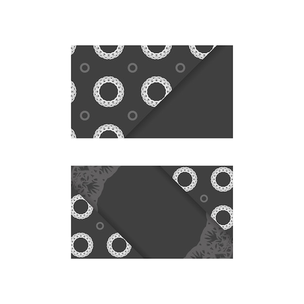 business card in black with mandala white ornament for your personality.