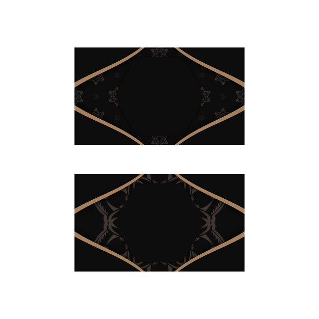 Business card in black with vintage brown ornament for your business.