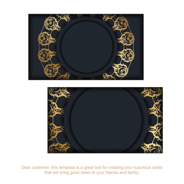 Business card in black with vintage gold ornament for your business.