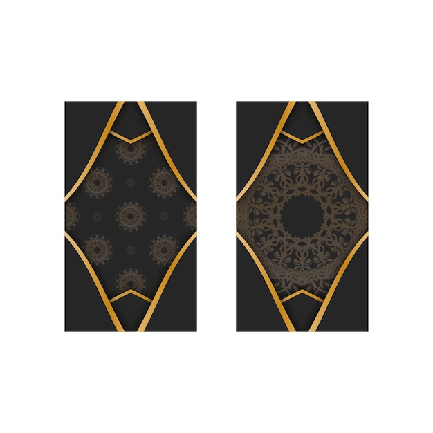 Vector business card in black with vintage gold ornaments for your brand.