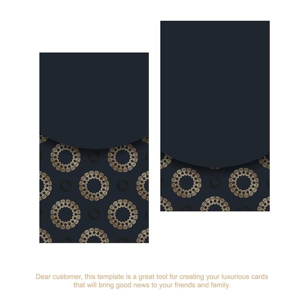 Business card in black with vintage gold pattern for your business.