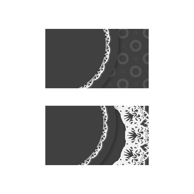 business card in black with vintage white pattern for your brand.