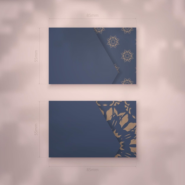 Business card in blue with luxurious brown ornaments for your business.