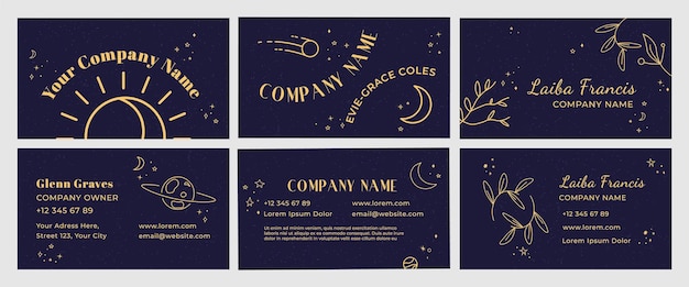 Vector business card brending design with night sky