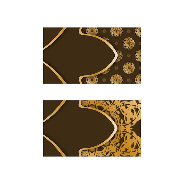 Business card in brown with greek gold ornaments for your brand.