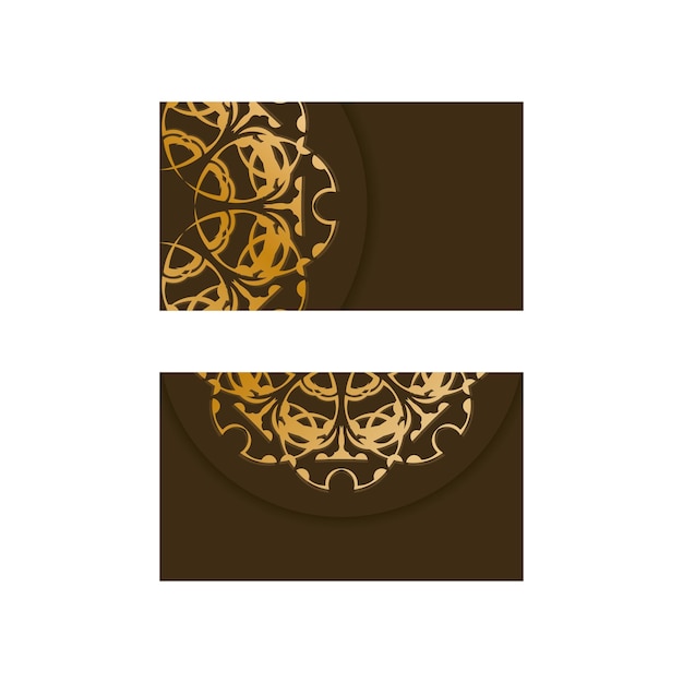 Business card in brown with a mandala gold pattern for your contacts.