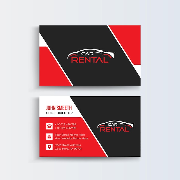 Vector business card for a car rental company