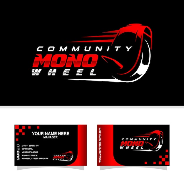 A business card for a community mono wheel