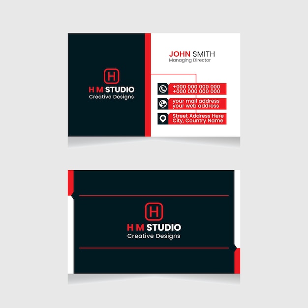 Vector a business card for a company called hm studio.