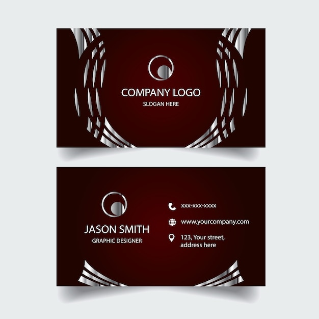 A business card for a company logo that is red and black.