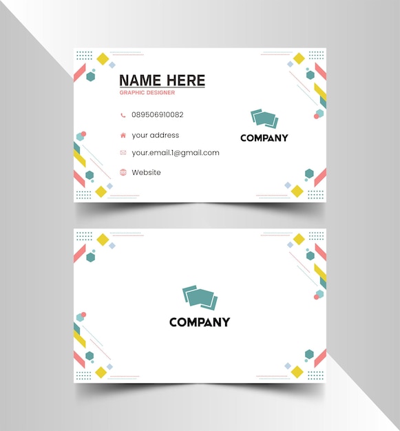 Business card for a company with a colorful background