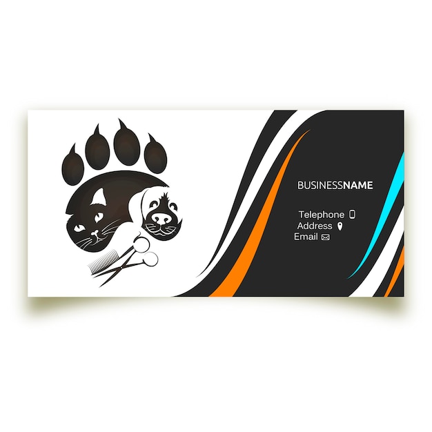 Концепция визитной карточки для ухода за домашними животными Дизайн для ухода за животными и грумера