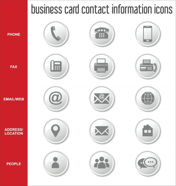 Business card contact information icons