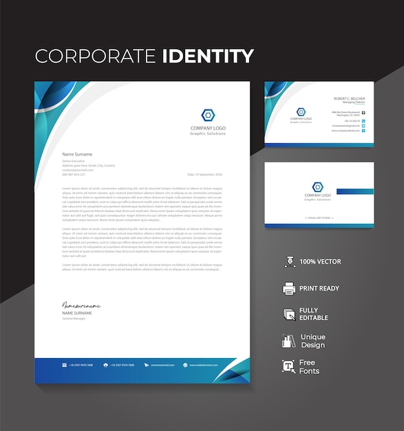 A business card for a corporate identity