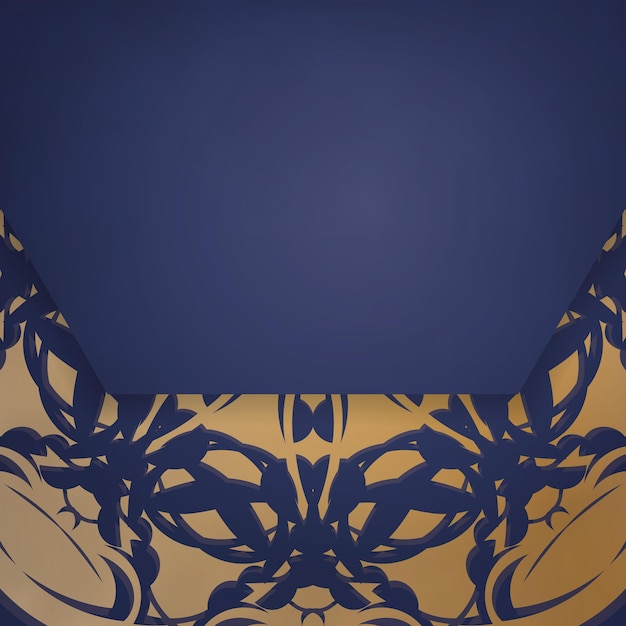 당신의 개성을 위한 금 만다라 패턴이 있는 진한 파란색의 명함.