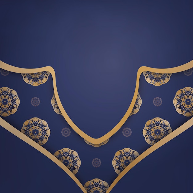 Business card in dark blue with Indian gold ornaments for your business.