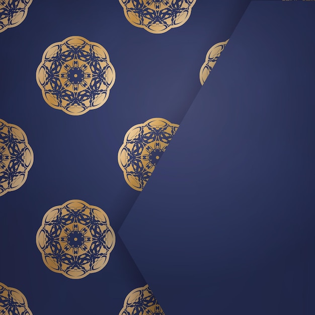 Business card in dark blue with vintage gold ornaments for your contacts.