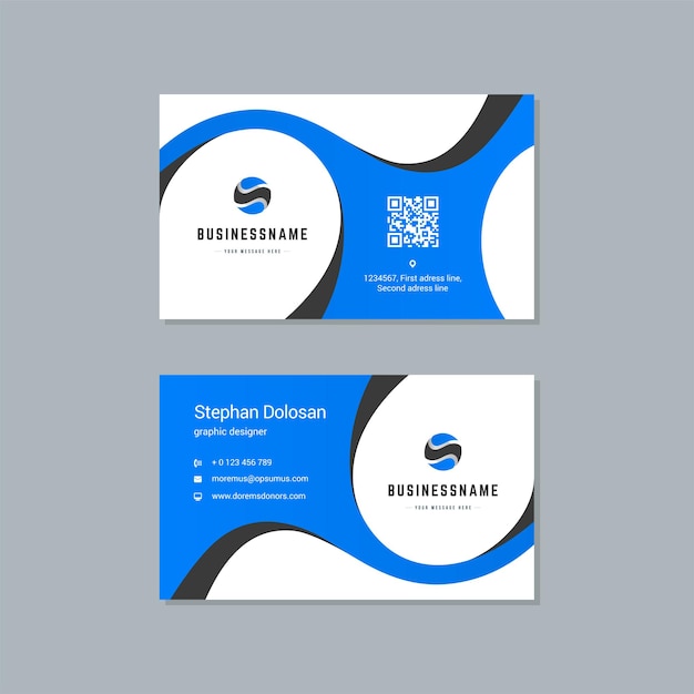 Business card design blue and black colors print template