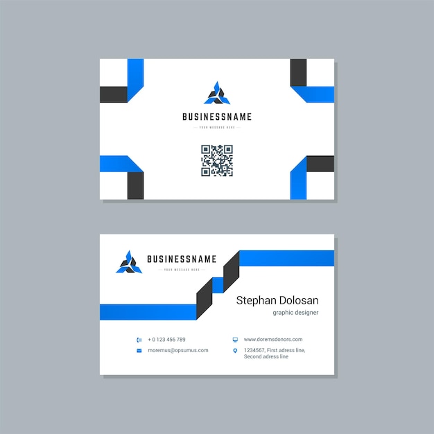 Business card design blue and black colors print template