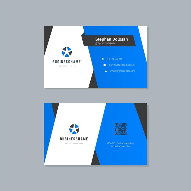 Business card design blue and black colors print template