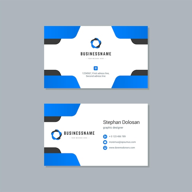 Business card design blue and black colors print template