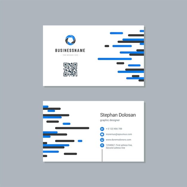 Vector business card design blue and black colors print template