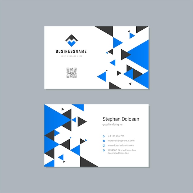 Business card design blue and black colors print template