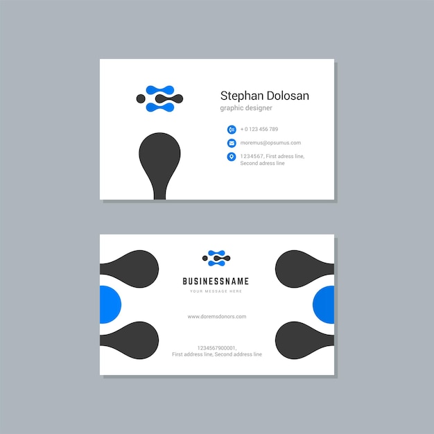 Business card design blue and black colors print template