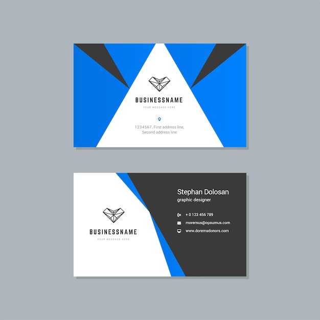 Business card design blue and black colors print template