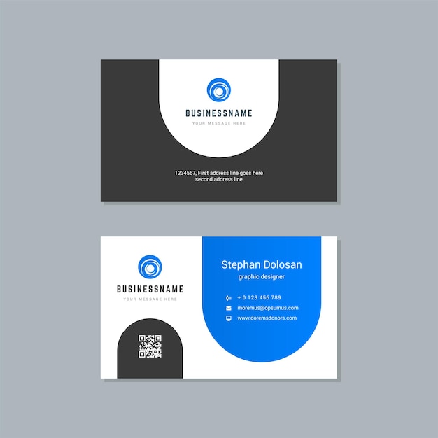 Business card design blue and black colors print template