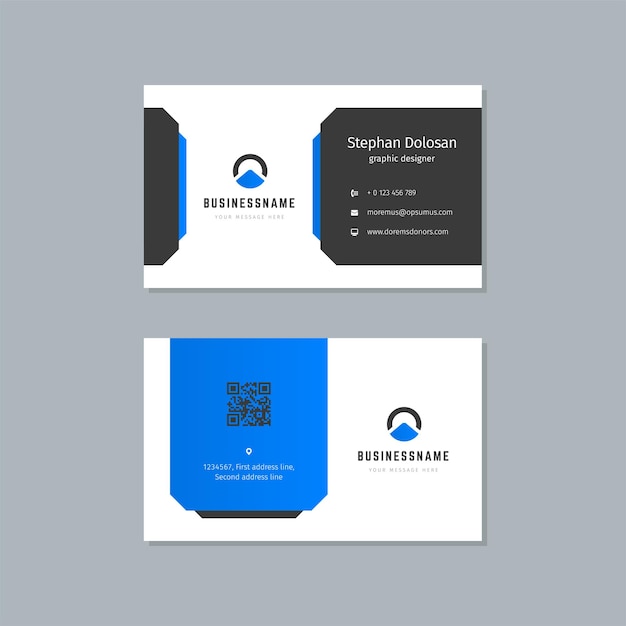 Vector business card design blue and black colors print template