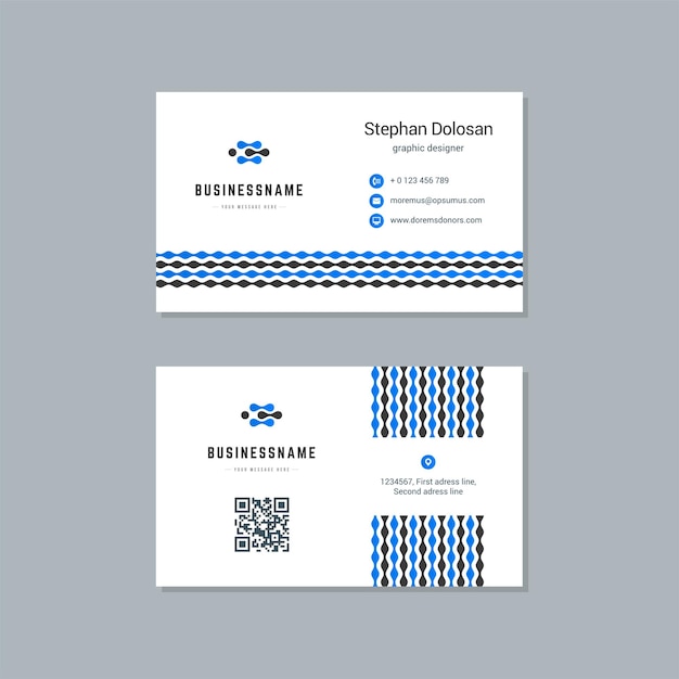 Business card design blue and black colors print template