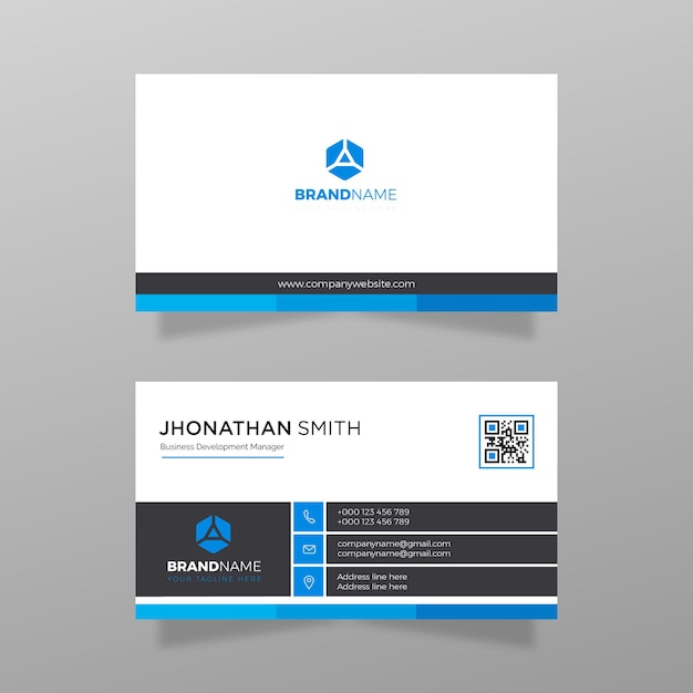 Business card design company and business vector white and blue color modern