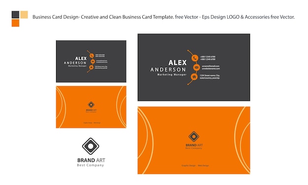 Business Card Design Creative and Clean Business Card Template free Vector Eps Design LOGO Accessories free Vector