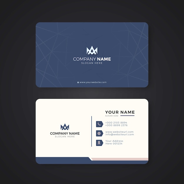 Vector business card design in elegant blue color