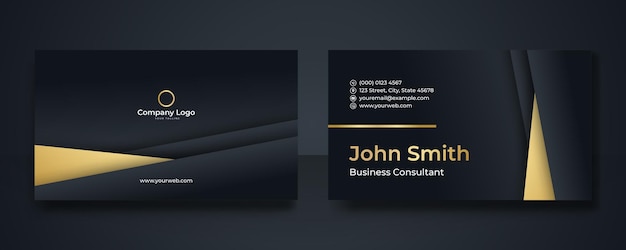 Business card design set template for company corporate style. Black gold color. Vector illustration