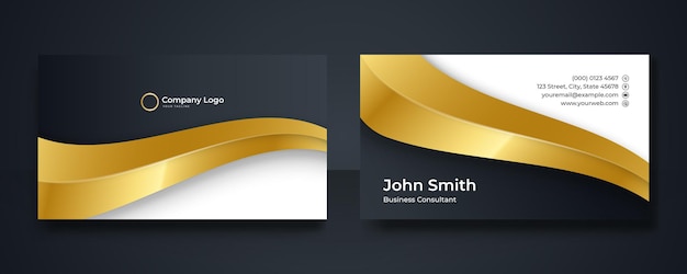 Шаблон дизайна визитной карточки для фирменного стиля компании. Цвет черного золота. Векторная иллюстрация