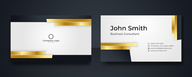 Шаблон дизайна визитной карточки для фирменного стиля компании. цвет черного золота. векторная иллюстрация