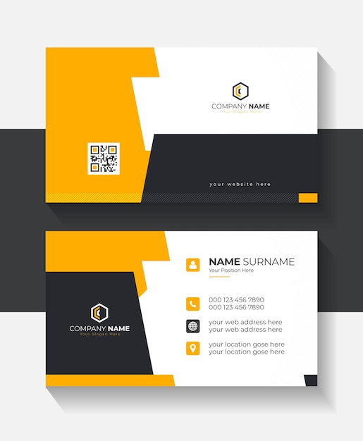 Vector business card design template for company elegant style dark and orange color business card design