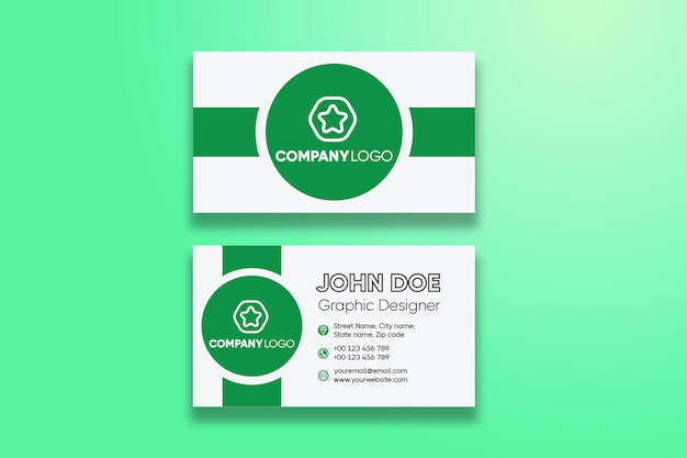 Business card design template for professional with green and white color