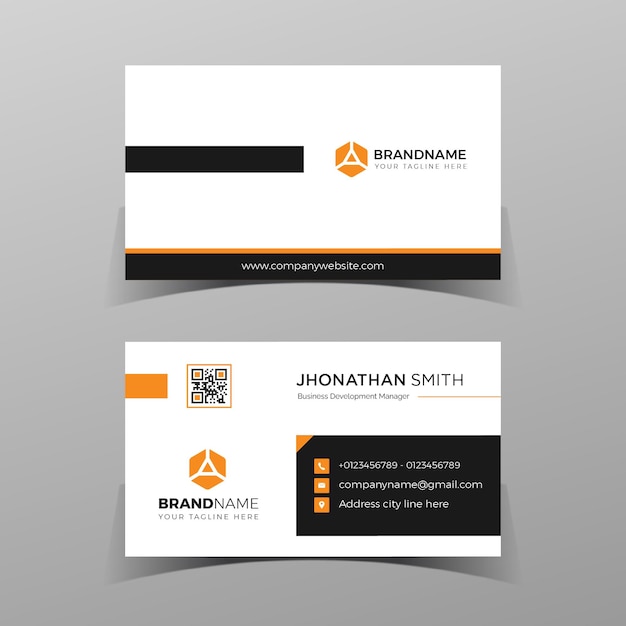 Business card design template two sided black and orange on the gray background vector illustration