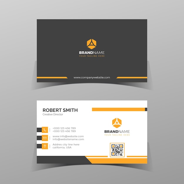 business card design template Two sided black and orange on the gray background Vector illustration